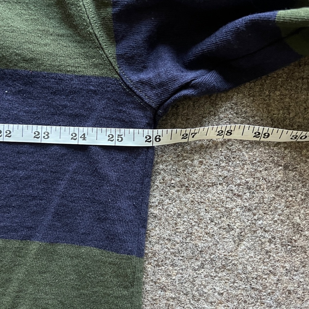 Vintage ‘92 Lands End Rugby Long Sleeve Polo Denim Collar Green Blue Stripe XL - Picture 16 of 16